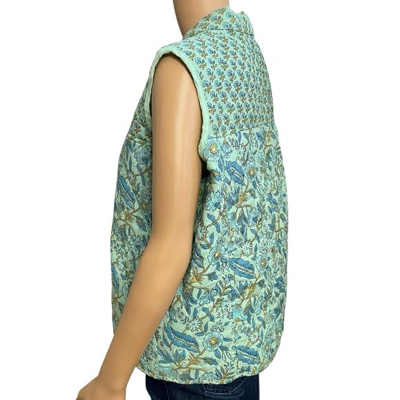 Anthropologie DRA Los Angeles Quilted Vest Medium Floral Cottagecore Prairie Zip - Picture 4 of 12